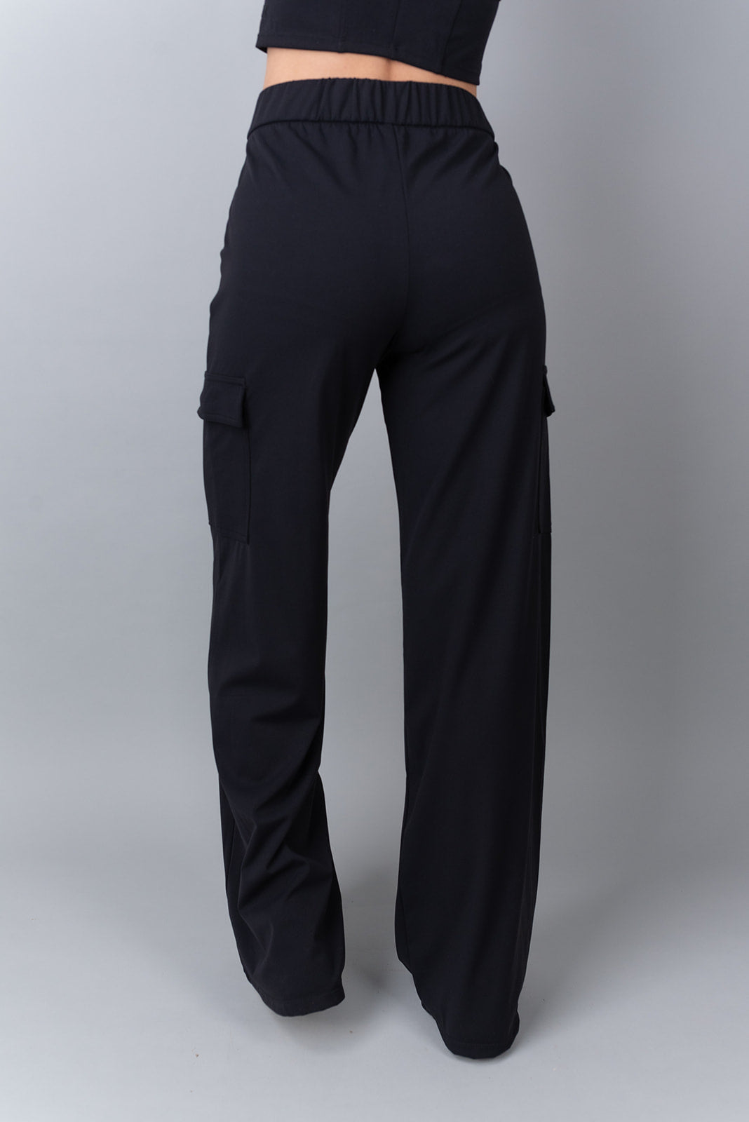 black office cargo pants rear